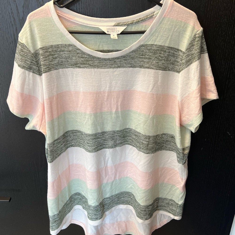 Short Sleeve Striped Blouse